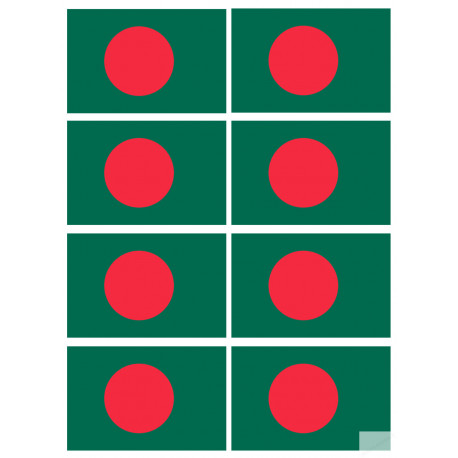Drapeau Bangladesh - 8 stickers - 9.5 x 6.3 cm - Sticker/autocollant