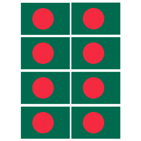 Drapeau Bangladesh - 8 stickers - 9.5 x 6.3 cm - Sticker/autocollant