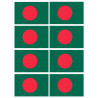 Drapeau Bangladesh - 8 stickers - 9.5 x 6.3 cm - Sticker/autocollant