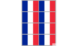 Drapeau France - 8 stickers - 9.5 x 6.3 cm - Sticker/autocollant