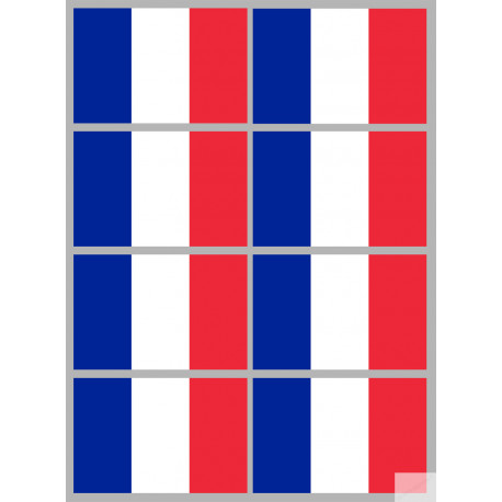 Drapeau France - 8 stickers - 9.5 x 6.3 cm - Sticker/autocollant