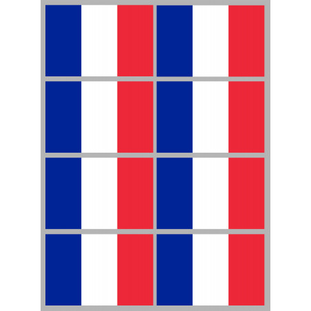 Drapeau France - 8 stickers - 9.5 x 6.3 cm - Sticker/autocollant