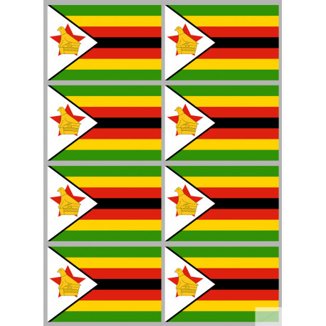 Drapeau Zimbabwe - 8 stickers - 9.5 x 6.3 cm - Sticker/autocollant