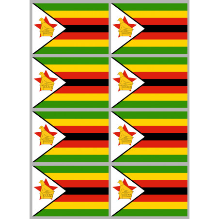 Drapeau Zimbabwe - 8 stickers - 9.5 x 6.3 cm - Sticker/autocollant