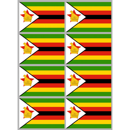 Drapeau Zimbabwe - 8 stickers - 9.5 x 6.3 cm - Sticker/autocollant