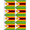 Drapeau Zimbabwe - 8 stickers - 9.5 x 6.3 cm - Sticker/autocollant