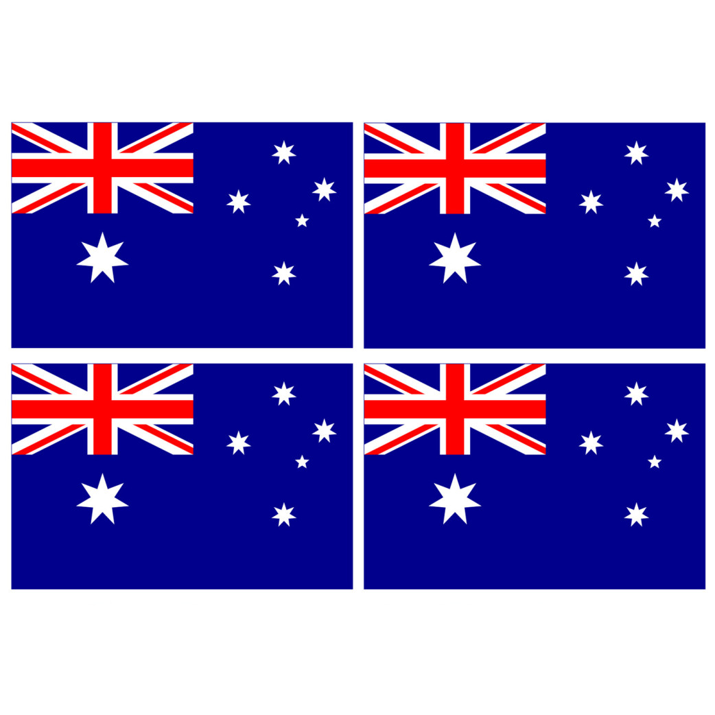 Drapeau Australie - 4 stickers - 9.5 x 6.3 cm - Sticker/autocollant