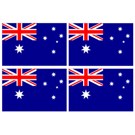 Drapeau Australie - 4 stickers - 9.5 x 6.3 cm - Sticker/autocollant