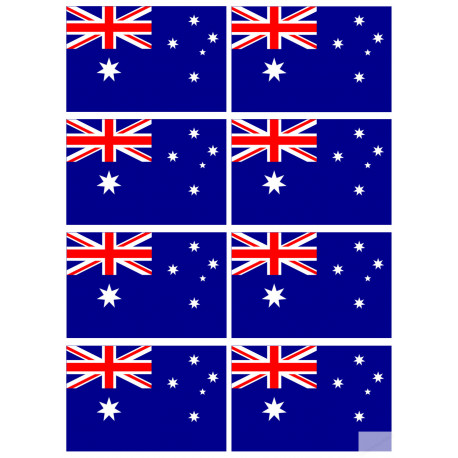 Drapeau Australie - 8 stickers - 9.5 x 6.3 cm - Sticker/autocollant