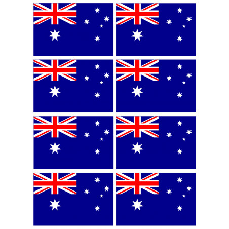 Drapeau Australie - 8 stickers - 9.5 x 6.3 cm - Sticker/autocollant