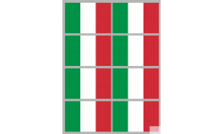 Drapeau Italie - 8 stickers - 9.5 x 6.3 cm - Sticker/autocollant