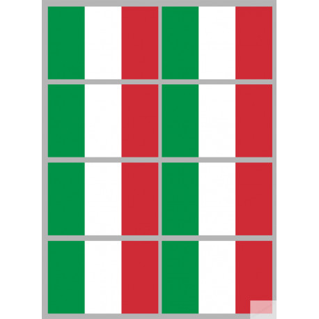 Drapeau Italie - 8 stickers - 9.5 x 6.3 cm - Sticker/autocollant