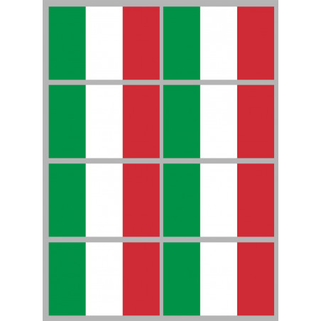 Drapeau Italie - 8 stickers - 9.5 x 6.3 cm - Sticker/autocollant
