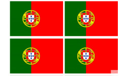 Drapeau Portugal - 4 stickers - 9.5 x 6.3 cm - Sticker/autocollant