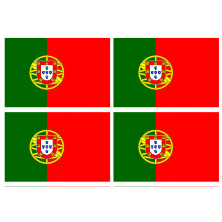 Drapeau Portugal - 4 stickers - 9.5 x 6.3 cm - Sticker/autocollant