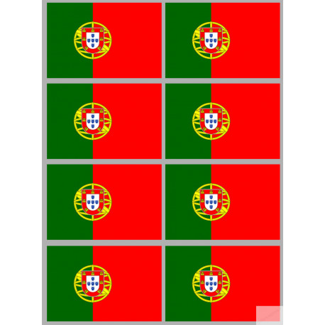 Drapeau Portugal - 8 stickers - 9.5 x 6.3 cm - Sticker/autocollant