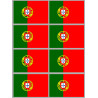 Drapeau Portugal - 8 stickers - 9.5 x 6.3 cm - Sticker/autocollant
