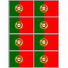 Drapeau Portugal - 8 stickers - 9.5 x 6.3 cm - Sticker/autocollant