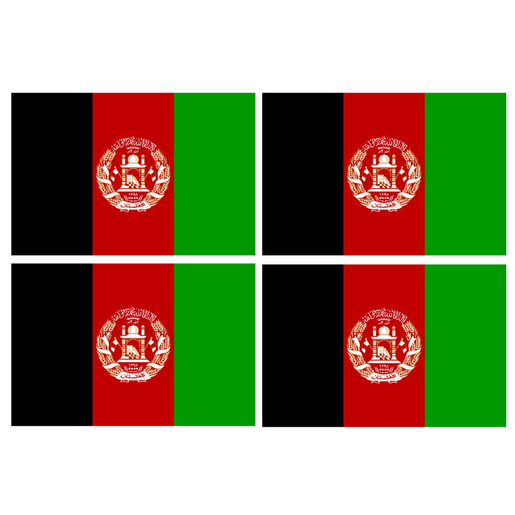 Drapeau Afghanistan - 4 stickers - 9.5 x 6.3 cm - Sticker/autocollant