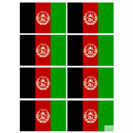 Drapeau Afghanistan - 8 stickers - 9.5 x 6.3 cm - Sticker/autocollant