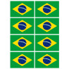 Drapeau Brésilien - 8 stickers - 9.5 x 6.3 cm - Sticker/autocollant