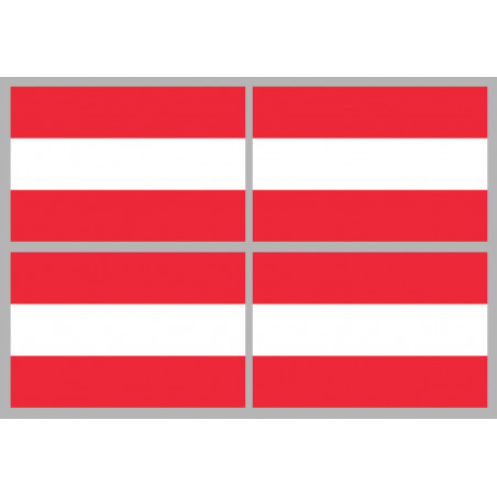 Drapeau Autriche - 4 stickers - 9.5 x 6.3 cm - Sticker/autocollant