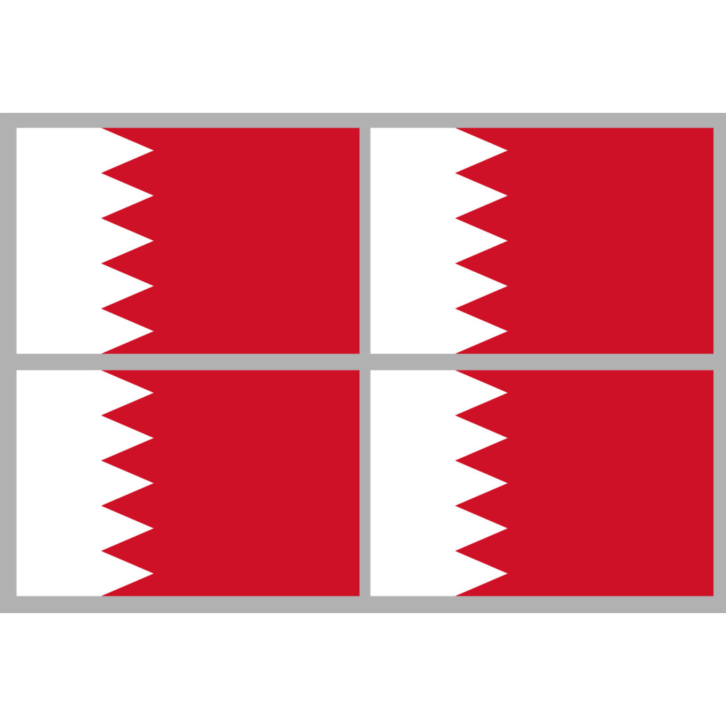 Drapeau Bahrain - 4 stickers - 9.5 x 6.3 cm - Sticker/autocollant