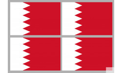 Drapeau Bahrain - 4 stickers - 9.5 x 6.3 cm - Sticker/autocollant