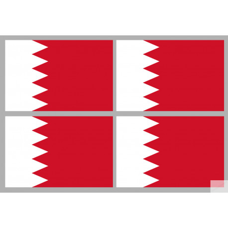 Drapeau Bahrain - 4 stickers - 9.5 x 6.3 cm - Sticker/autocollant