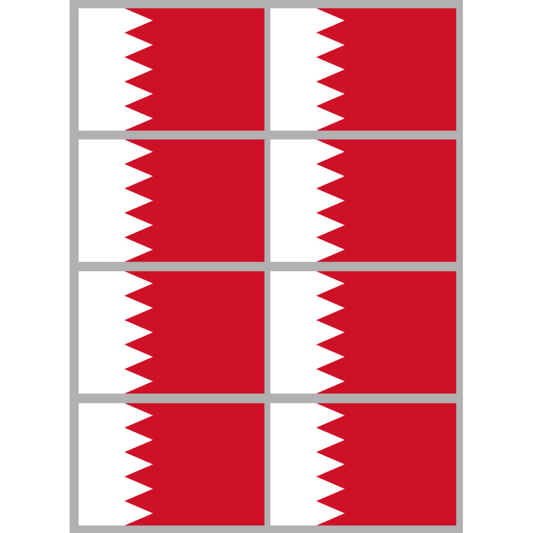 Drapeau Bahrain - 8 stickers - 9.5 x 6.3 cm - Sticker/autocollant