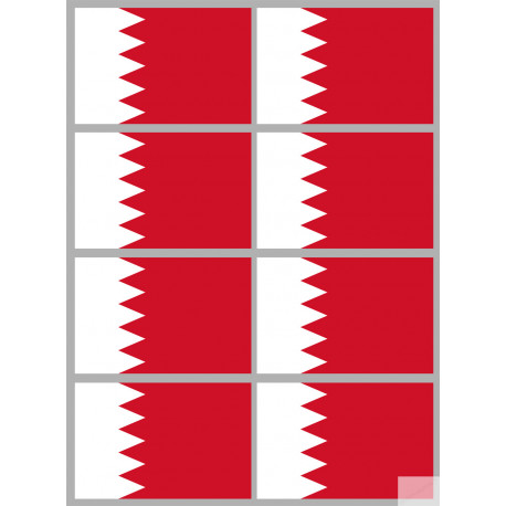 Drapeau Bahrain - 8 stickers - 9.5 x 6.3 cm - Sticker/autocollant