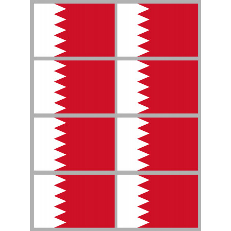 Drapeau Bahrain - 8 stickers - 9.5 x 6.3 cm - Sticker/autocollant