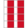 Drapeau Bahrain - 8 stickers - 9.5 x 6.3 cm - Sticker/autocollant