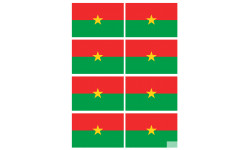 Drapeau Burkina Faso - 8 stickers - 9.5 x 6.3 cm - Sticker/autocollant