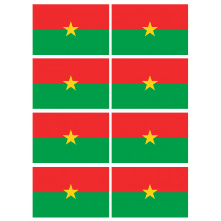Drapeau Burkina Faso - 8 stickers - 9.5 x 6.3 cm - Sticker/autocollant