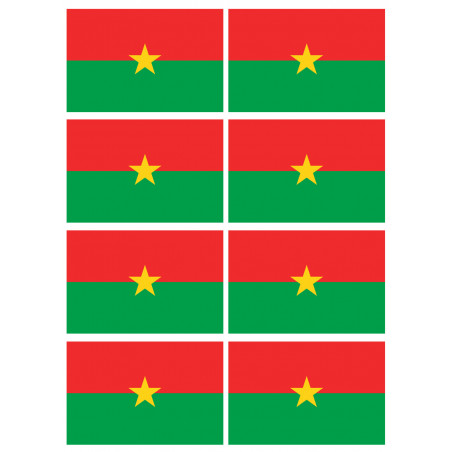 Drapeau Burkina Faso - 8 stickers - 9.5 x 6.3 cm - Sticker/autocollant