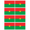 Drapeau Burkina Faso - 8 stickers - 9.5 x 6.3 cm - Sticker/autocollant