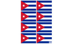 Drapeau Cuba - 8 stickers - 9.5 x 6.3 cm - Sticker/autocollant