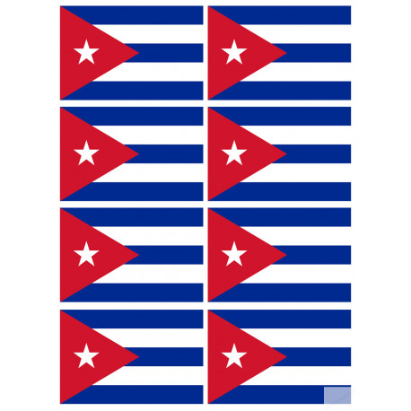 Drapeau Cuba - 8 stickers - 9.5 x 6.3 cm - Sticker/autocollant