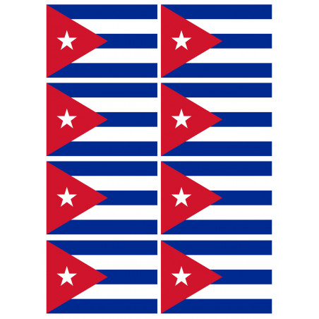 Drapeau Cuba - 8 stickers - 9.5 x 6.3 cm - Sticker/autocollant