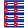 Drapeau Cuba - 8 stickers - 9.5 x 6.3 cm - Sticker/autocollant