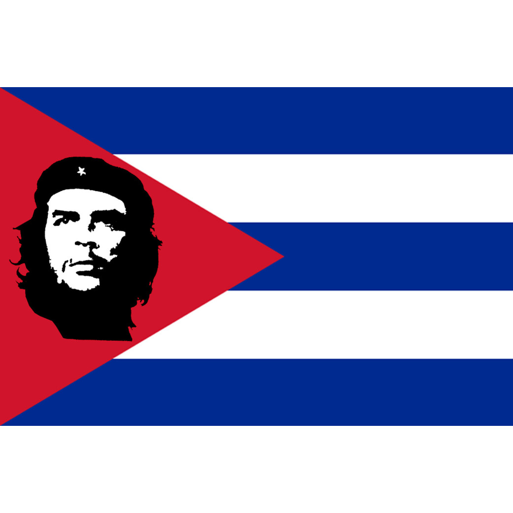 Drapeau Cuba avec le Ché - 19.5 x 13 cm - Sticker/autocollant