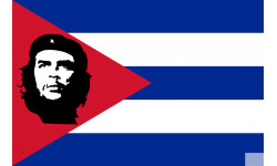 Drapeau Cuba avec le Ché - 19.5 x 13 cm - Sticker/autocollant