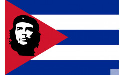 Drapeau Cuba avec le Che - 19.5 x 13 cm - Sticker/autocollant