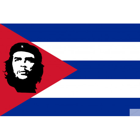 Drapeau Cuba avec le Che - 15x10 cm - Sticker/autocollant