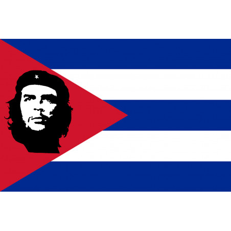 Drapeau Cuba avec le Che - 9.3x6.3 cm - Sticker/autocollant