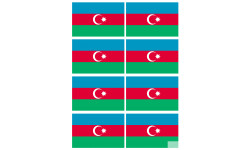Drapeau Azerbaijan - 8 stickers - 9.5 x 6.3 cm - Sticker/autocollant