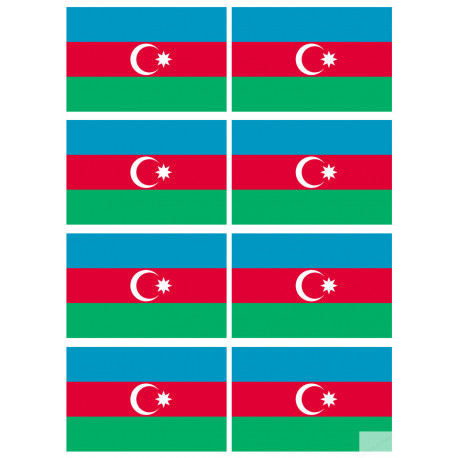 Drapeau Azerbaijan - 8 stickers - 9.5 x 6.3 cm - Sticker/autocollant