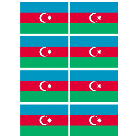 Drapeau Azerbaijan - 8 stickers - 9.5 x 6.3 cm - Sticker/autocollant