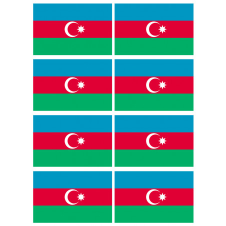 Drapeau Azerbaijan - 8 stickers - 9.5 x 6.3 cm - Sticker/autocollant